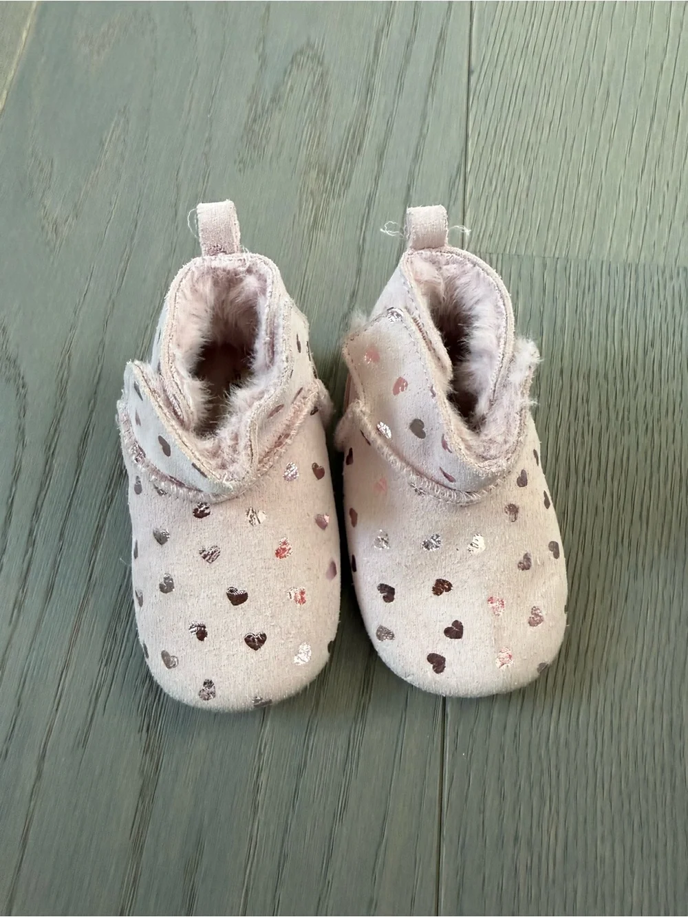 next Pink Heart Suede-Look Baby Slip-On Booties